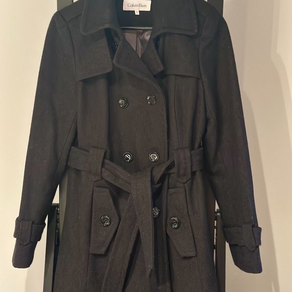 Calvin Klein - Women’s Gray Wool Pea Coat - Picture 6 of 7